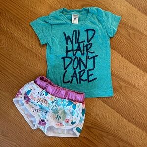 Toddler Cozy Outfits | Athletic short and T-shirt set
